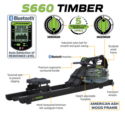 Dynamic Fluid Rower - S680 Timber