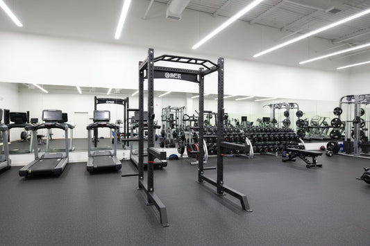 SFE Squat Rack with Safety Bars, Weight Storage & 7 ft Barbell
