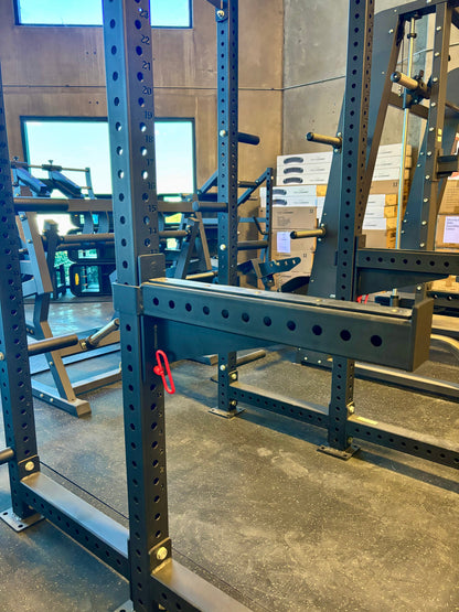 SFE Squat Rack with Safety Bars, Weight Storage & 7 ft Barbell