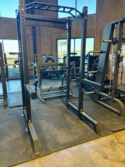 SFE Squat Rack with Safety Bars, Weight Storage & 7 ft Barbell