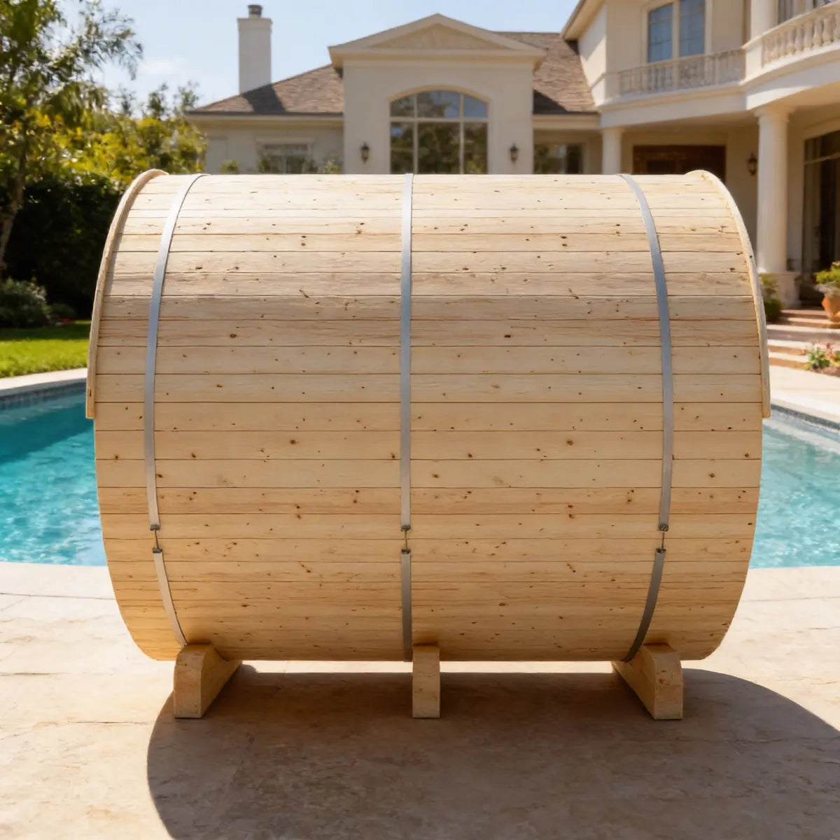 Helsinki Finnish Barrel Sauna with Terrace and WiFi Heater - Finnish Sauna Builders