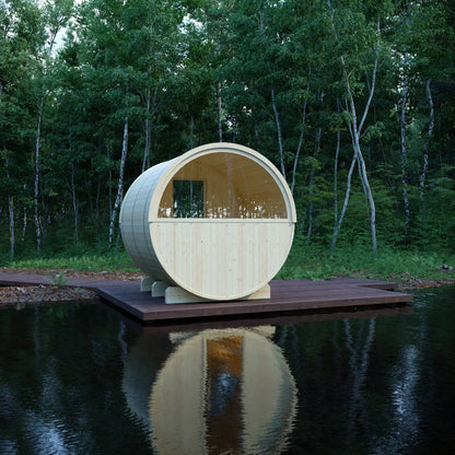 Helsinki Finnish Barrel Sauna with Terrace and WiFi Heater - Finnish Sauna Builders