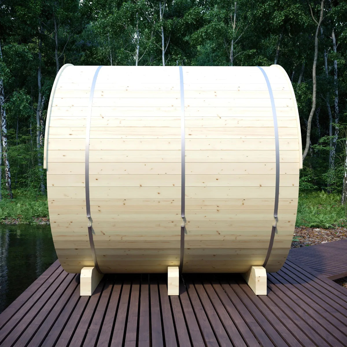 Helsinki Finnish Barrel Sauna with Terrace and WiFi Heater - Finnish Sauna Builders
