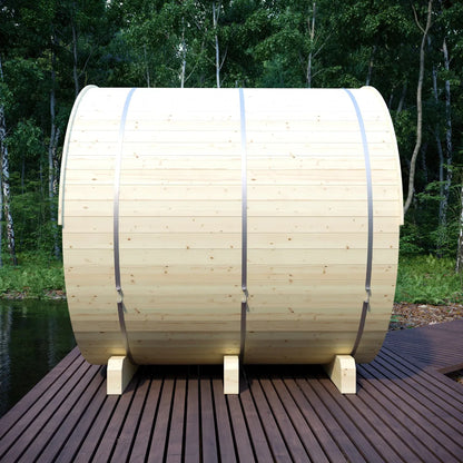 Helsinki Finnish Barrel Sauna with Terrace and WiFi Heater - Finnish Sauna Builders
