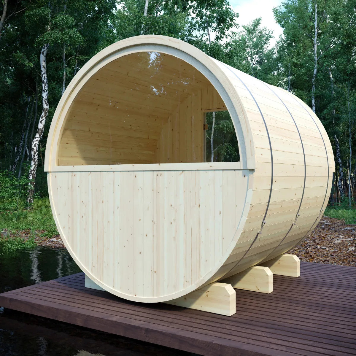 Helsinki Finnish Barrel Sauna with Terrace and WiFi Heater - Finnish Sauna Builders