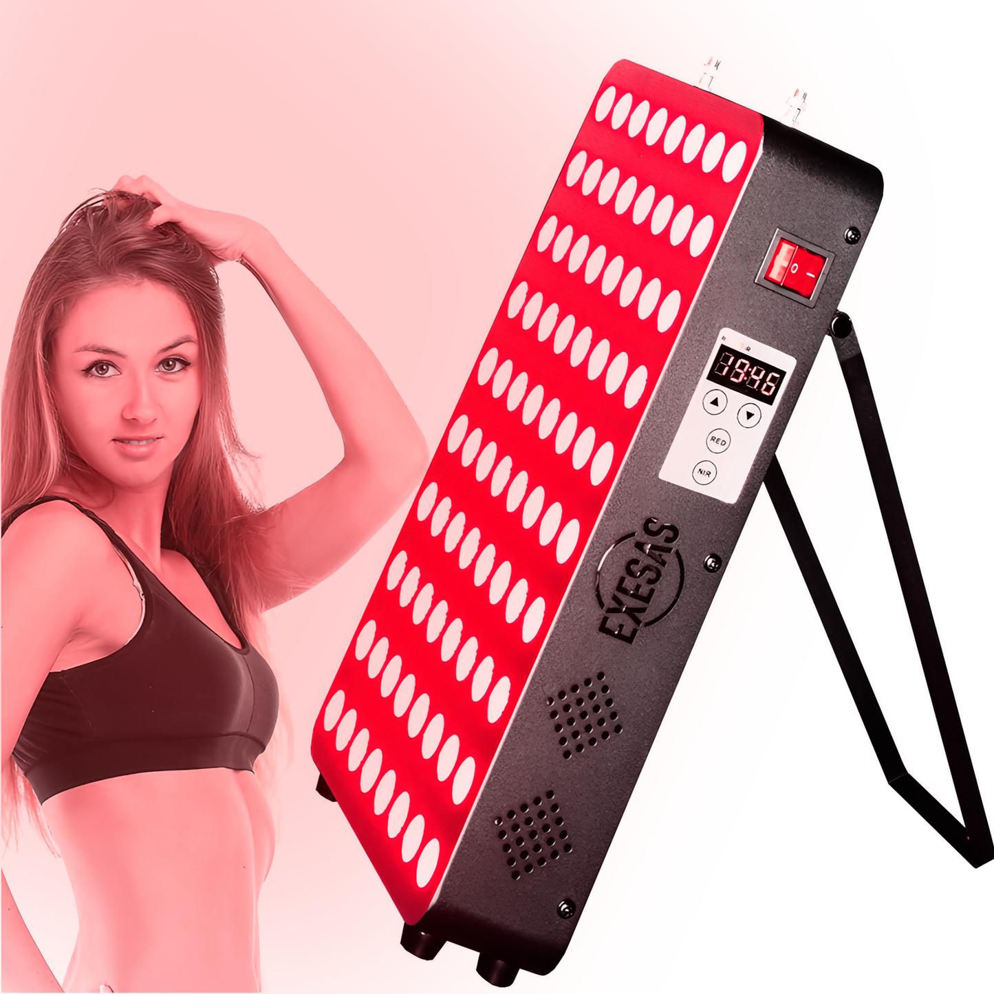 EXESAS 80 LED Red Light Therapy Panel – 400W Dual-Chip, 660nm & 850nm, High Irradiance, 2-Year Warranty