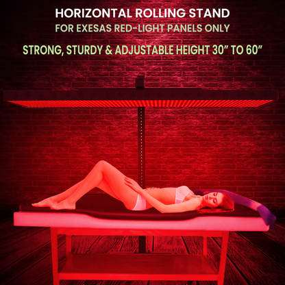 EXESAS Horizontal Rolling Stand for Red Light Therapy Panels – Adjustable 30–61", 120 lb Capacity