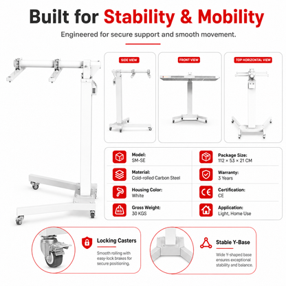 iReliev Red Light Panel Rolling Stand for 1500W, 2160W & 2400W