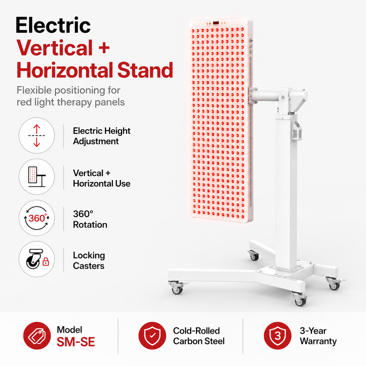 iReliev Red Light Panel Rolling Stand for 1500W, 2160W & 2400W