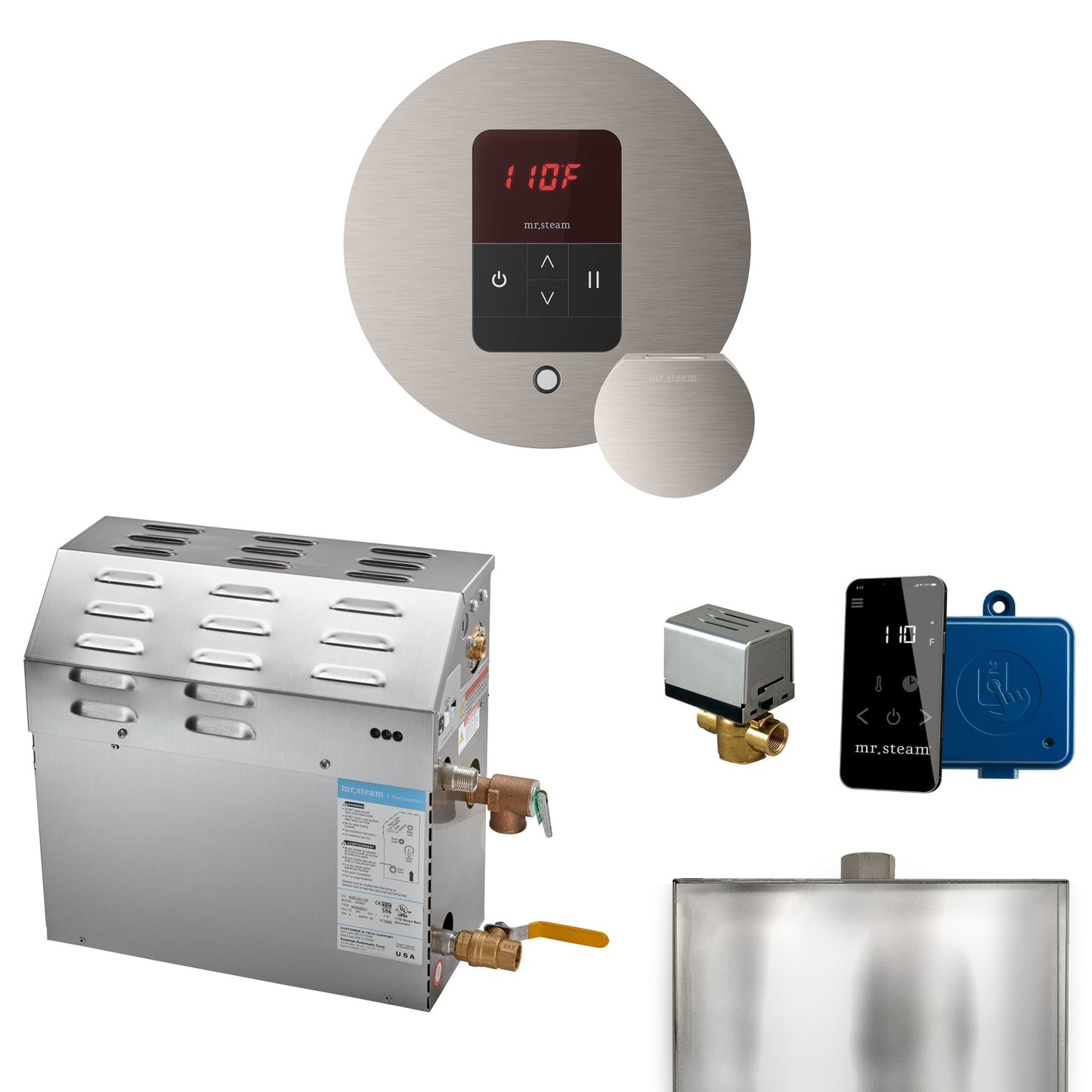 Mr. Steam Super Steam Shower Generator Package with round iTempo Control and Accessories