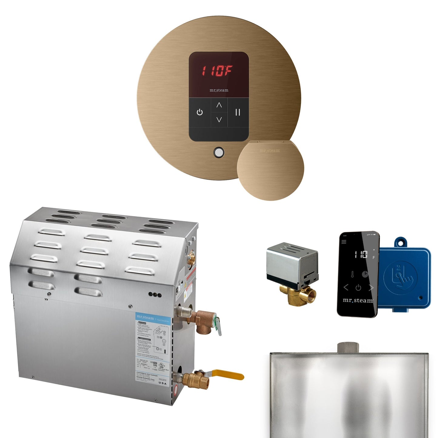 Mr. Steam Super Steam Shower Generator Package with round iTempo Control and Accessories