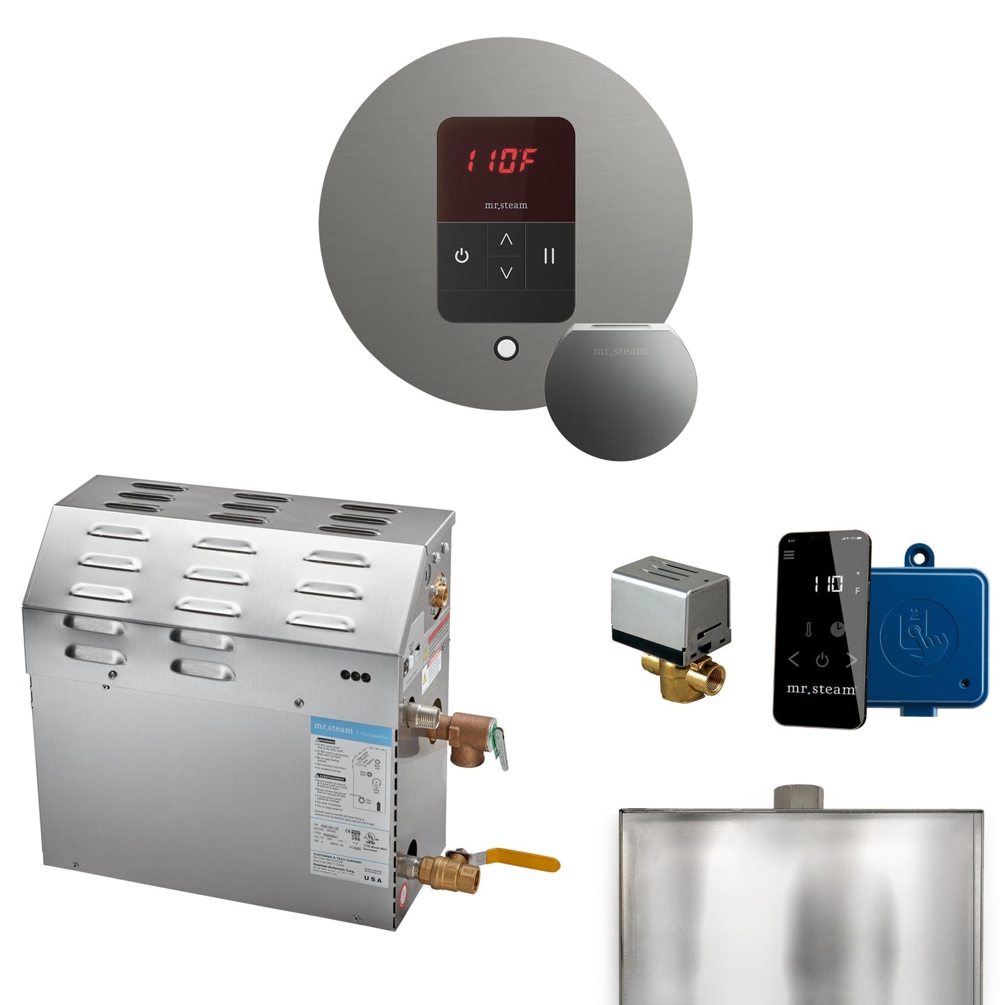 Mr. Steam Super Steam Shower Generator Package with round iTempo Control and Accessories