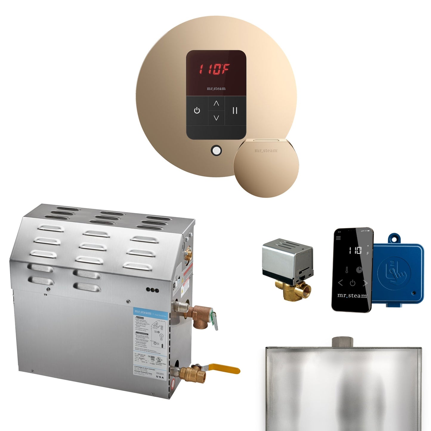 Mr. Steam Super Steam Shower Generator Package with round iTempo Control and Accessories