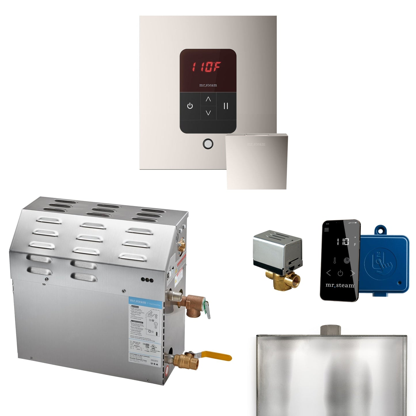 Mr. Steam Super Steam Shower Generator Package with round iTempo Control and Accessories