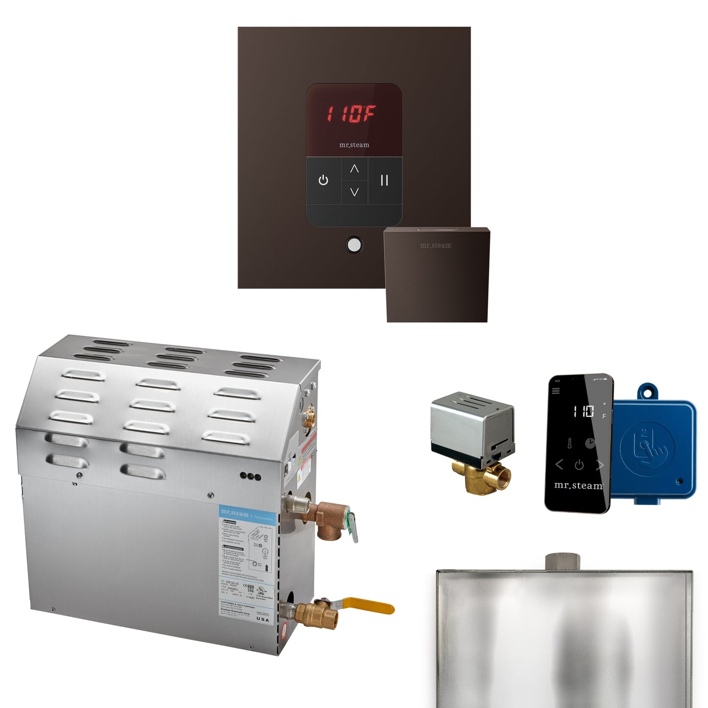 Mr. Steam Super Steam Shower Generator Package with round iTempo Control and Accessories