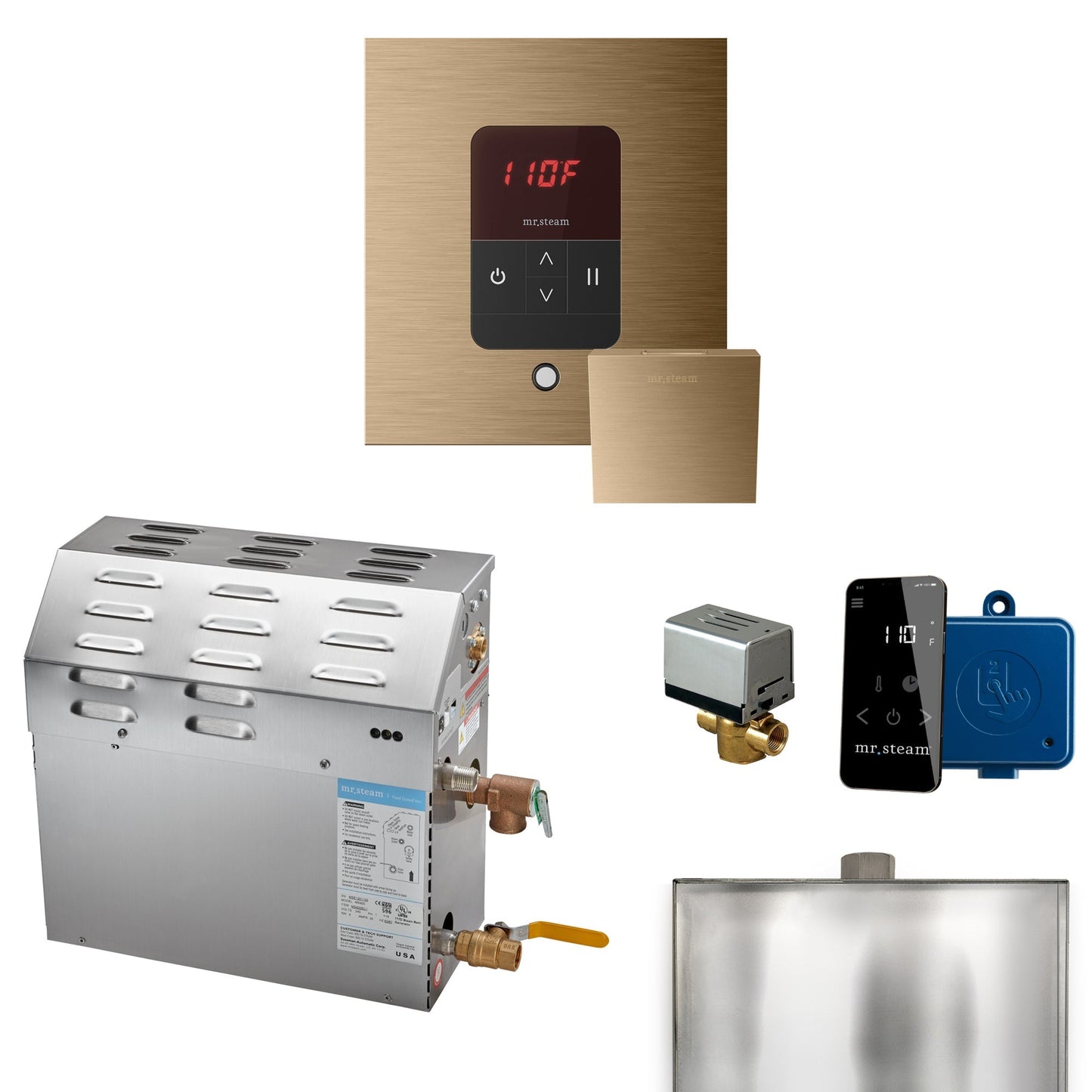 Mr. Steam Super Steam Shower Generator Package with round iTempo Control and Accessories