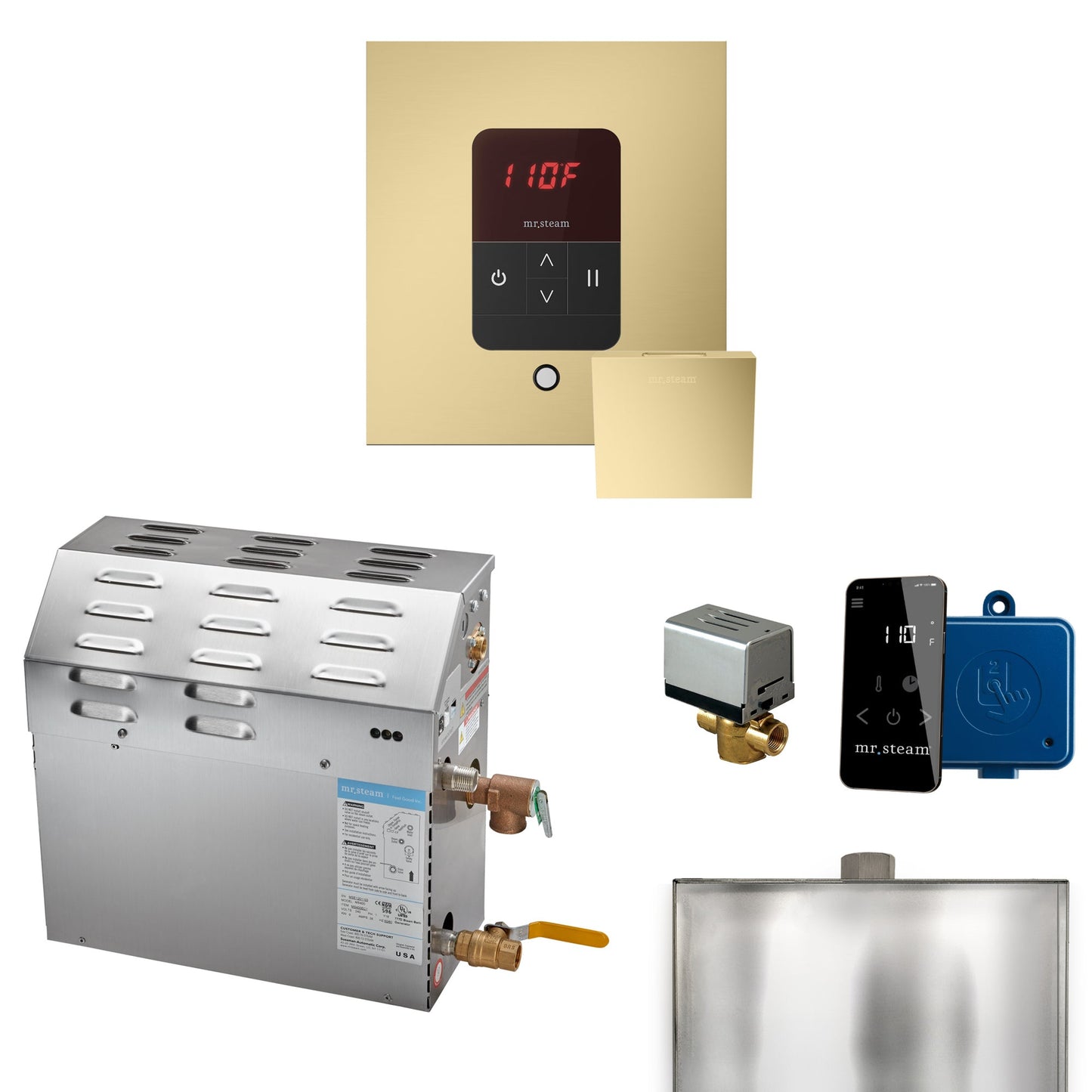 Mr. Steam Super Steam Shower Generator Package with round iTempo Control and Accessories