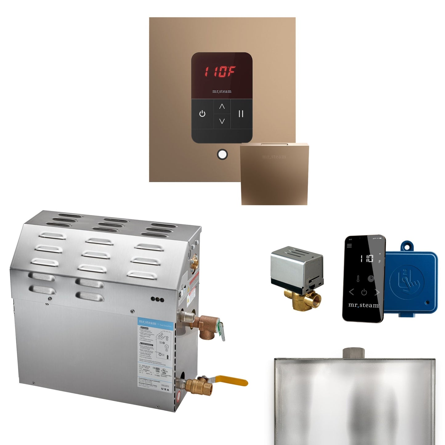 Mr. Steam Super Steam Shower Generator Package with round iTempo Control and Accessories