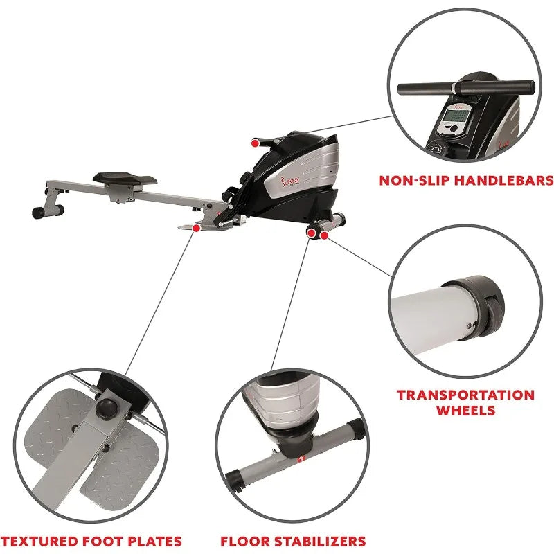 Sunny Health & Fitness Rowing Machine with Optional Magnetic Rower or Air Rower Exclusive SunnyFit App