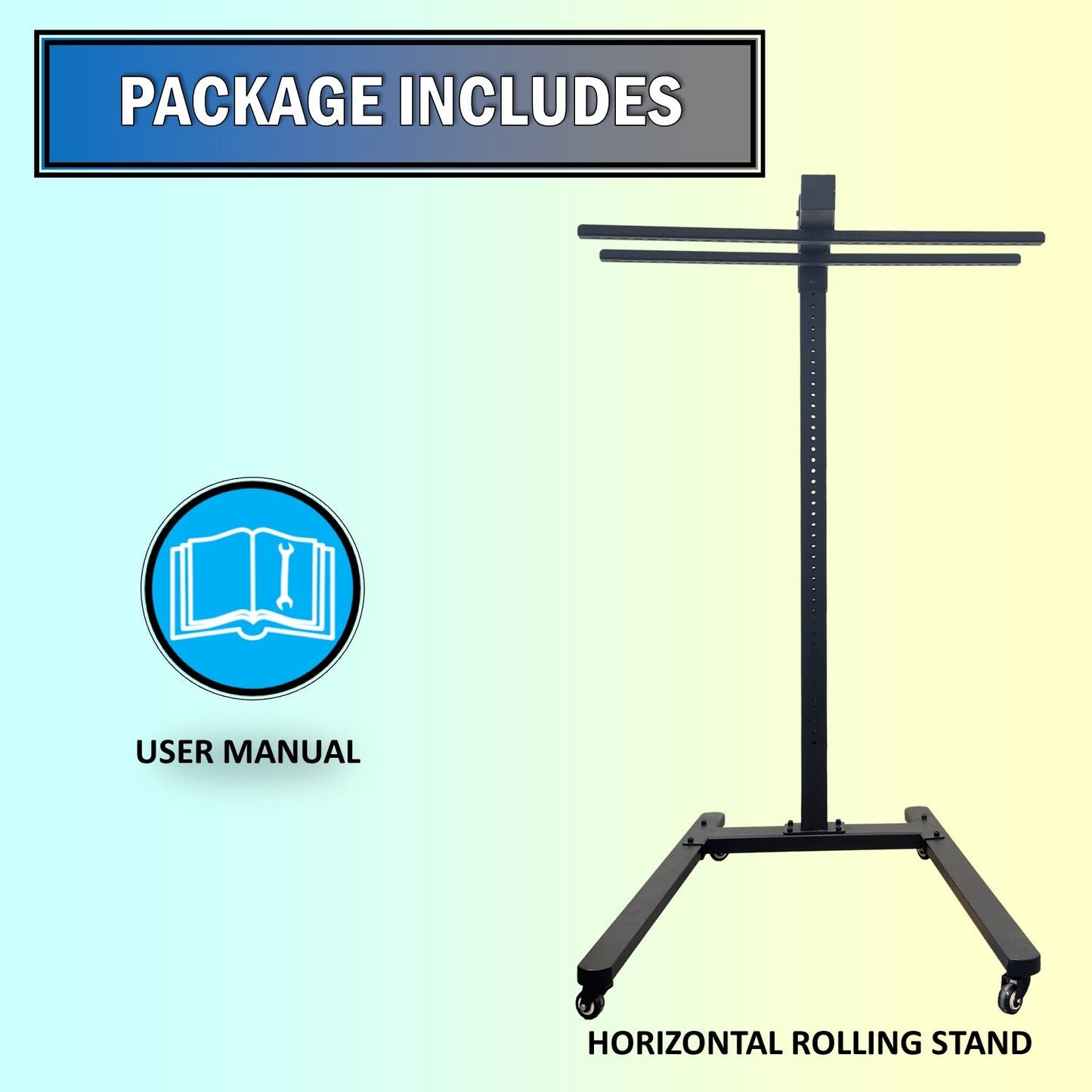 EXESAS Horizontal Rolling Stand for Red Light Therapy Panels – Adjustable 30–61", 120 lb Capacity