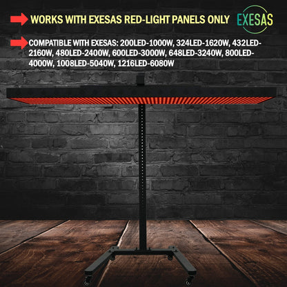 EXESAS Horizontal Rolling Stand for Red Light Therapy Panels – Adjustable 30–61", 120 lb Capacity