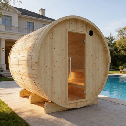 Tampere Finnish Barrel Sauna with WiFi Heater - Finnish Sauna Builders