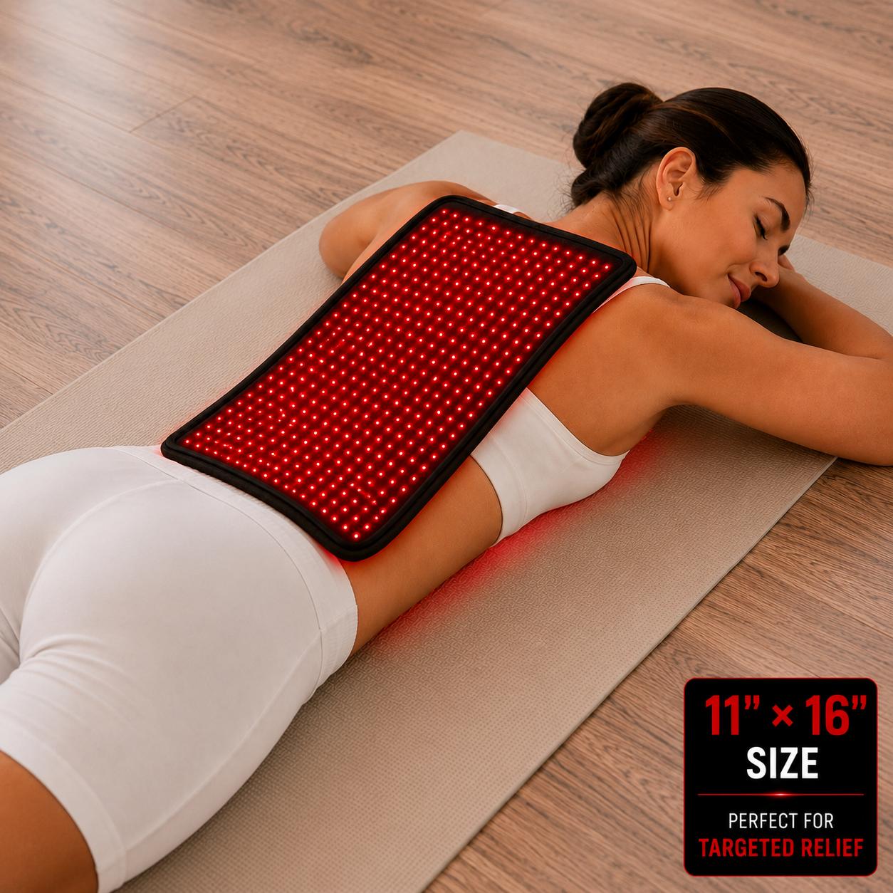 Medium Red Light Therapy Pad – 16" x 11" | 1,080 LEDs | 660nm + 850nm | 12V Car Adapter