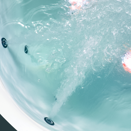 59" Corner Whirlpool Bathtub – 2-Person Hydro Massage Tub with Jets & LED Lighting