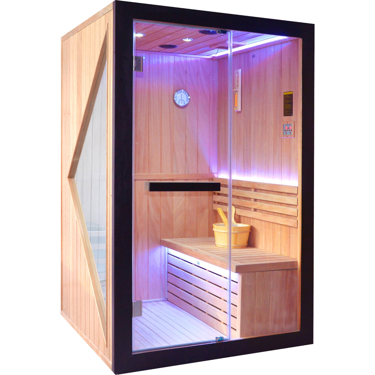 Pine Indoor Sauna with Double Stoves & LED Lighting