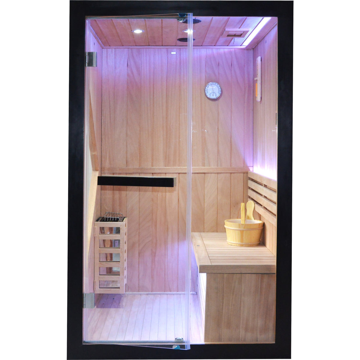 Pine Indoor Sauna with Double Stoves & LED Lighting