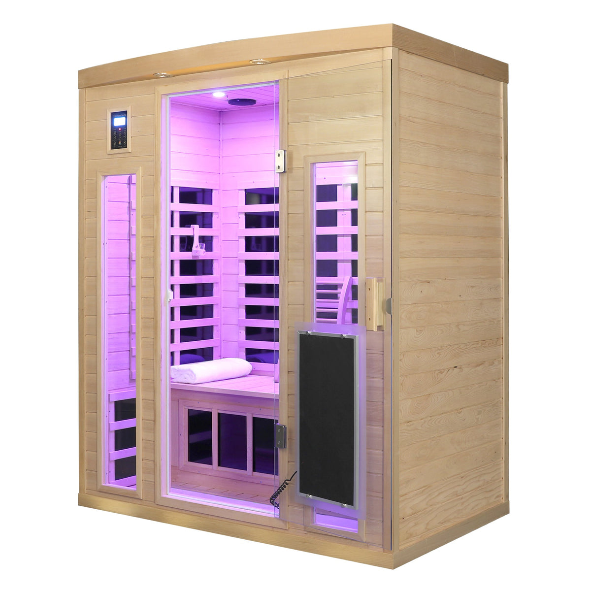 3-Person Hemlock Far-Infrared Sauna with Bluetooth & Lights