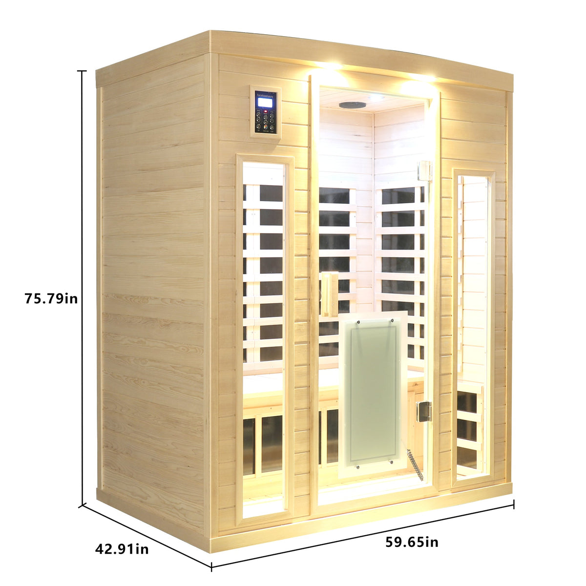 3-Person Hemlock Far-Infrared Sauna with Bluetooth & Lights
