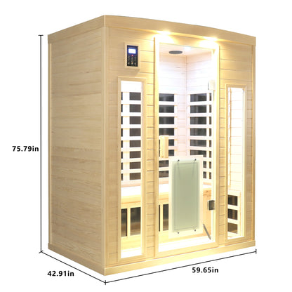 3-Person Hemlock Far-Infrared Sauna with Bluetooth & Lights