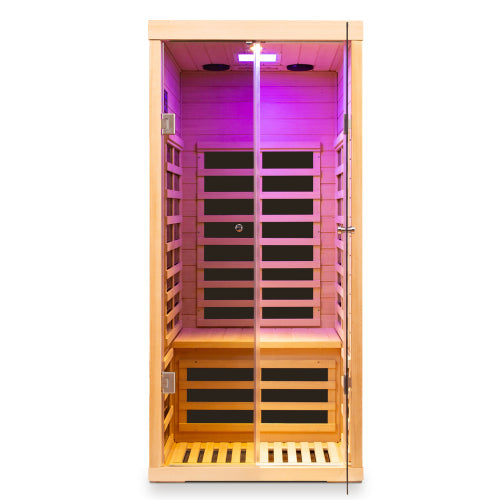 1-Person Hemlock Infrared Sauna with Glass Exterior