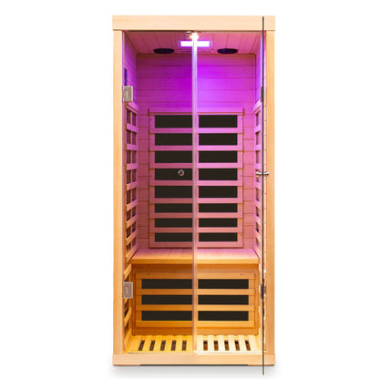 1-Person Hemlock Infrared Sauna with Glass Exterior