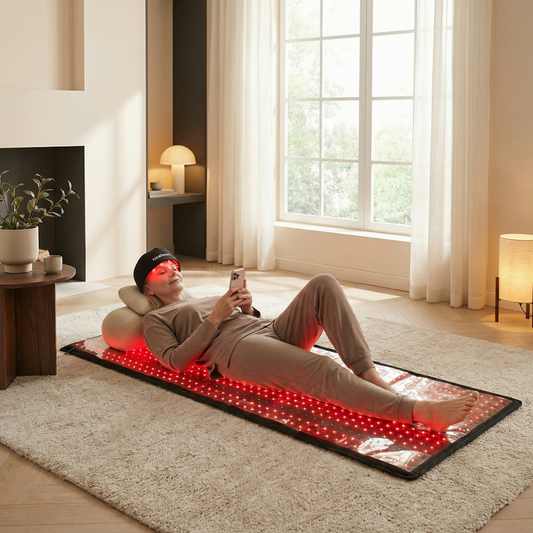 Nicebeam Red Light Therapy Bundle | Mat + Hat, Mask, Lamp, or Bag