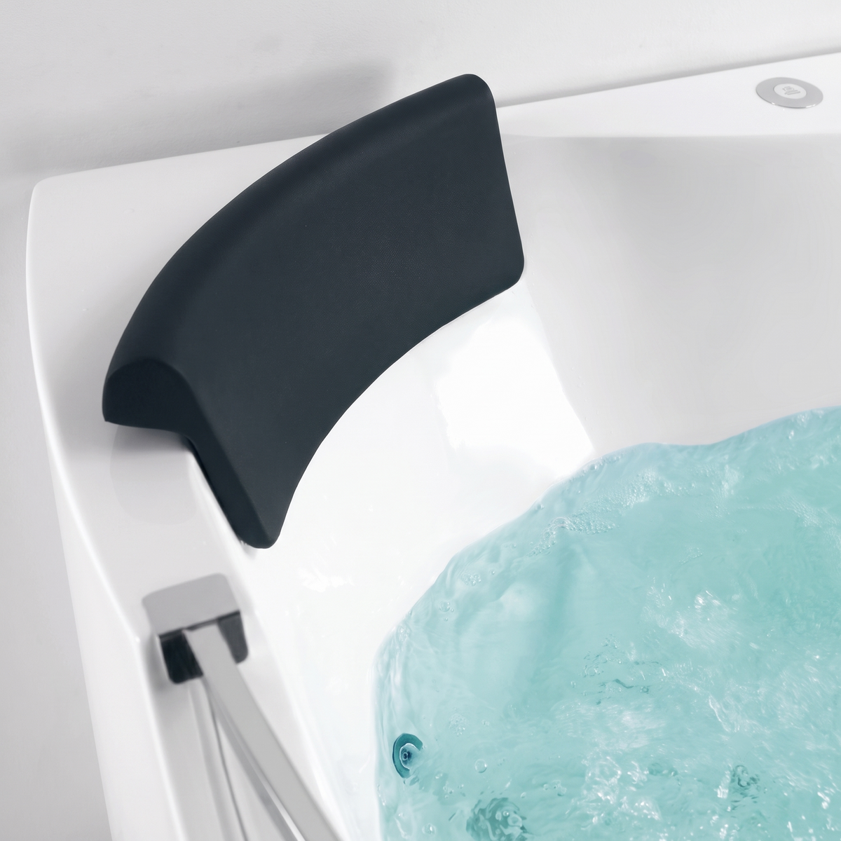 59" Corner Whirlpool Bathtub – 2-Person Hydro Massage Tub with Jets & LED Lighting