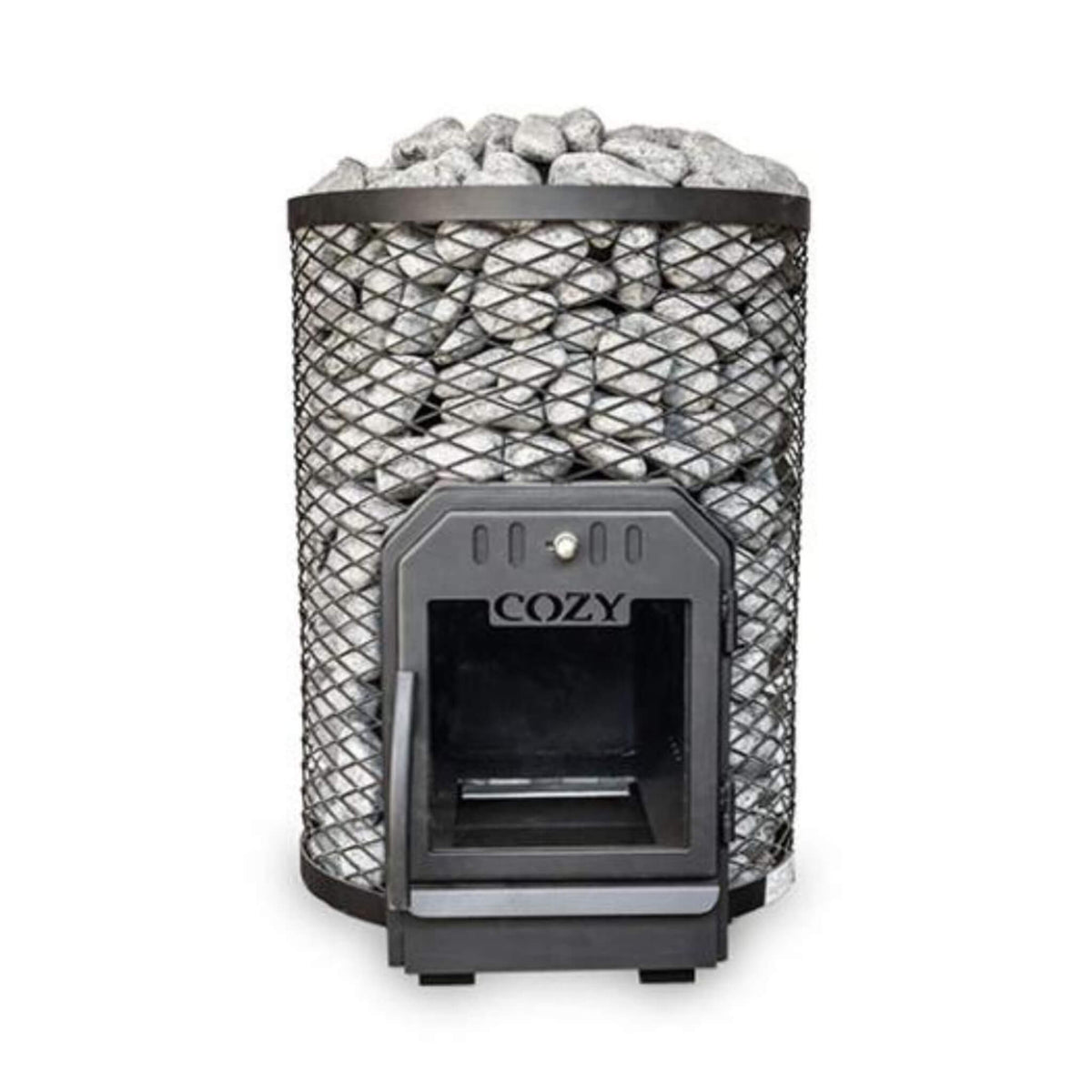 Cozy Heat O Thru-Wall Wood-Burning Sauna Stove with Sauna Stones