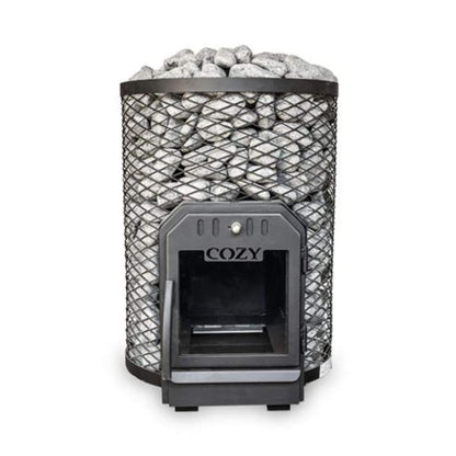 Cozy Heat O Thru-Wall Wood-Burning Sauna Stove with Sauna Stones