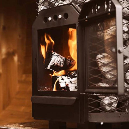 Cozy Heat O Thru-Wall Wood-Burning Sauna Stove with Sauna Stones