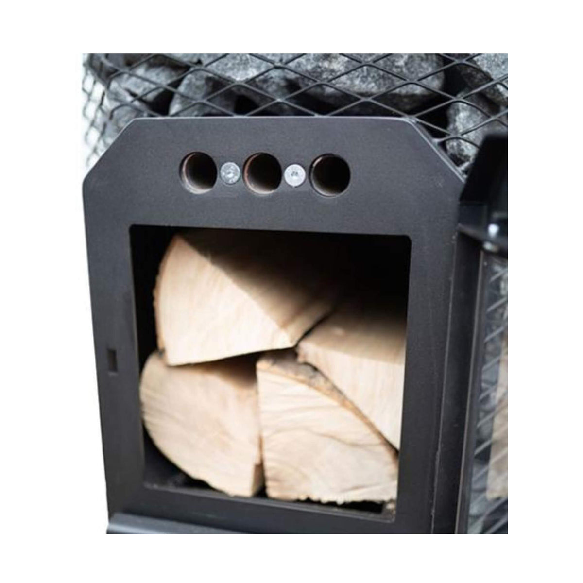 Cozy Heat O Thru-Wall Wood-Burning Sauna Stove with Sauna Stones