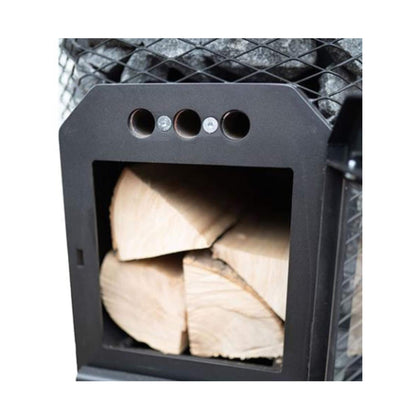 Cozy Heat O Thru-Wall Wood-Burning Sauna Stove with Sauna Stones