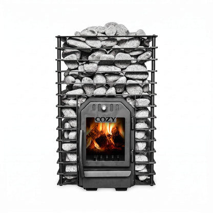 Cozy Heat Quattro Wood-Fired Sauna Stove with Sauna Stones – 12kW or 18kW