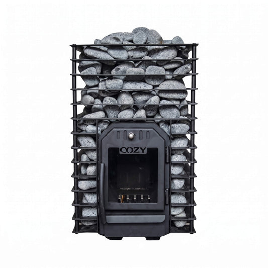 Cozy Heat Quattro Wood-Fired Sauna Stove with Sauna Stones – 12kW or 18kW