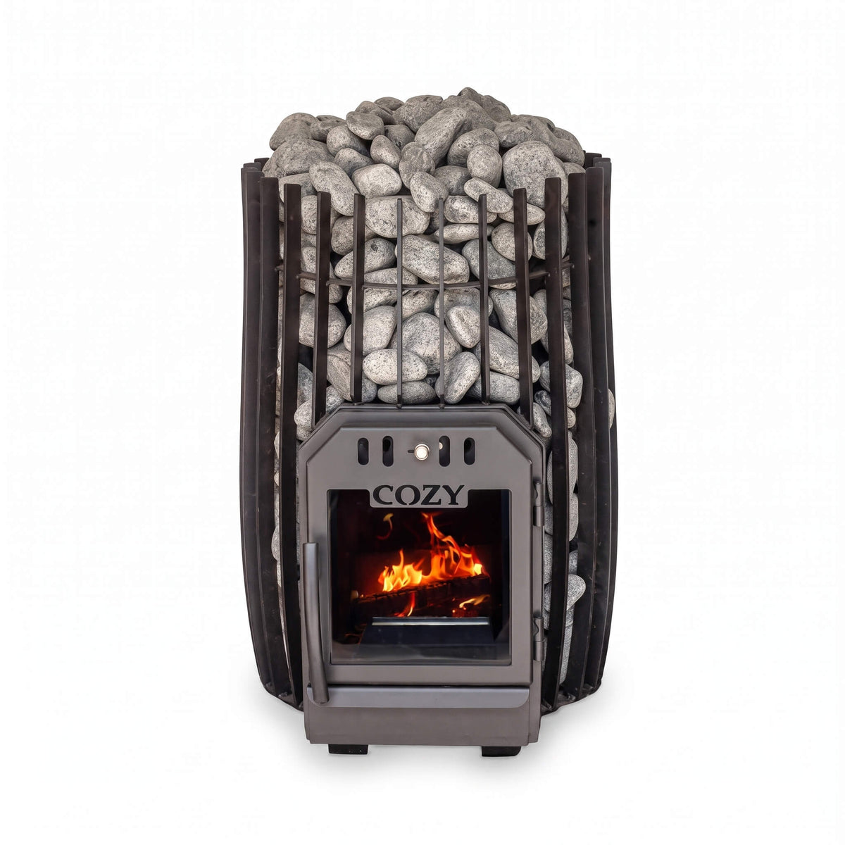 Cozy Heat SW Cylindrical Wood-Burning Sauna Stove with Sauna Stones