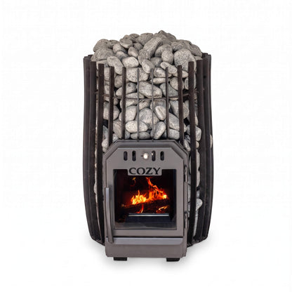 Cozy Heat SW Cylindrical Wood-Burning Sauna Stove with Sauna Stones