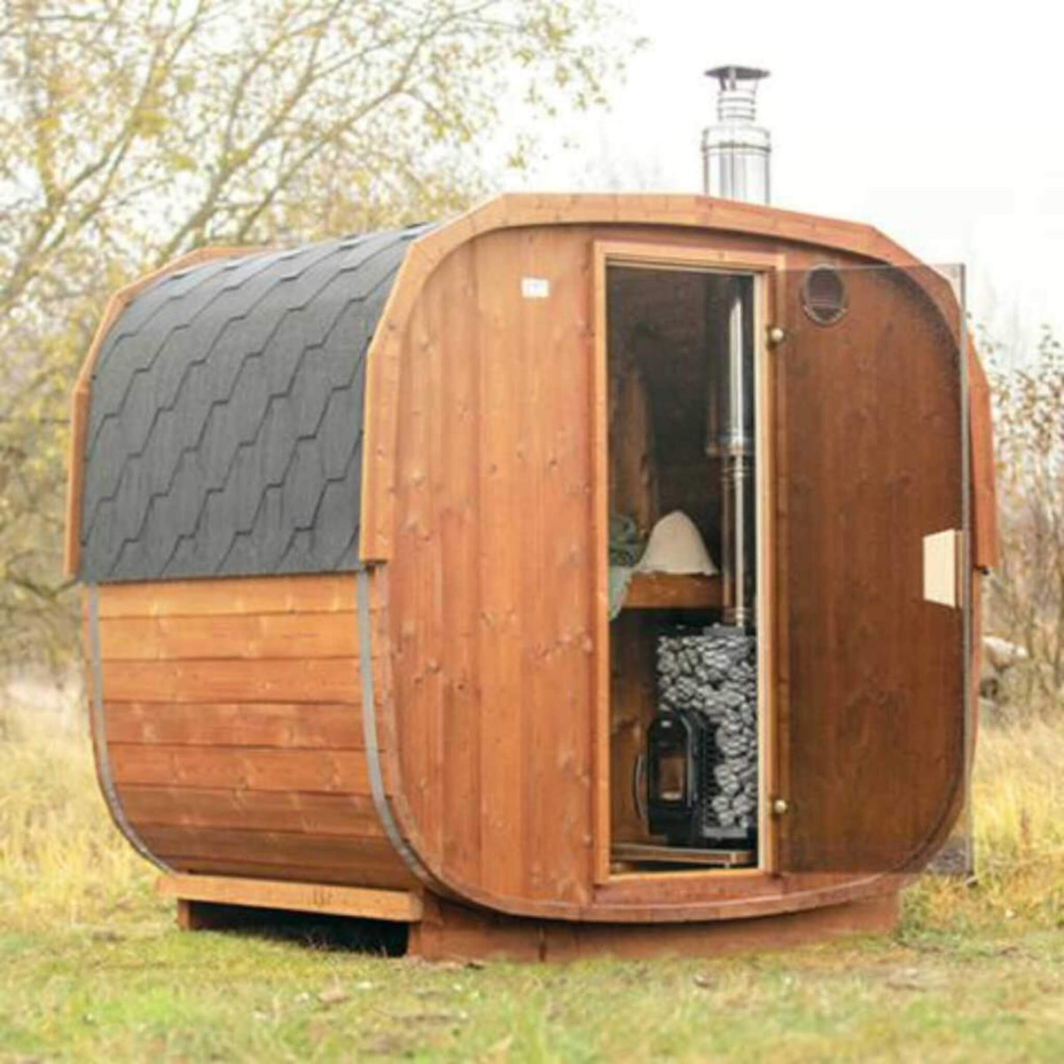 Cozy Heat Floor-Mount Wood-Burning Sauna Stove with Chimney Kit and Stones