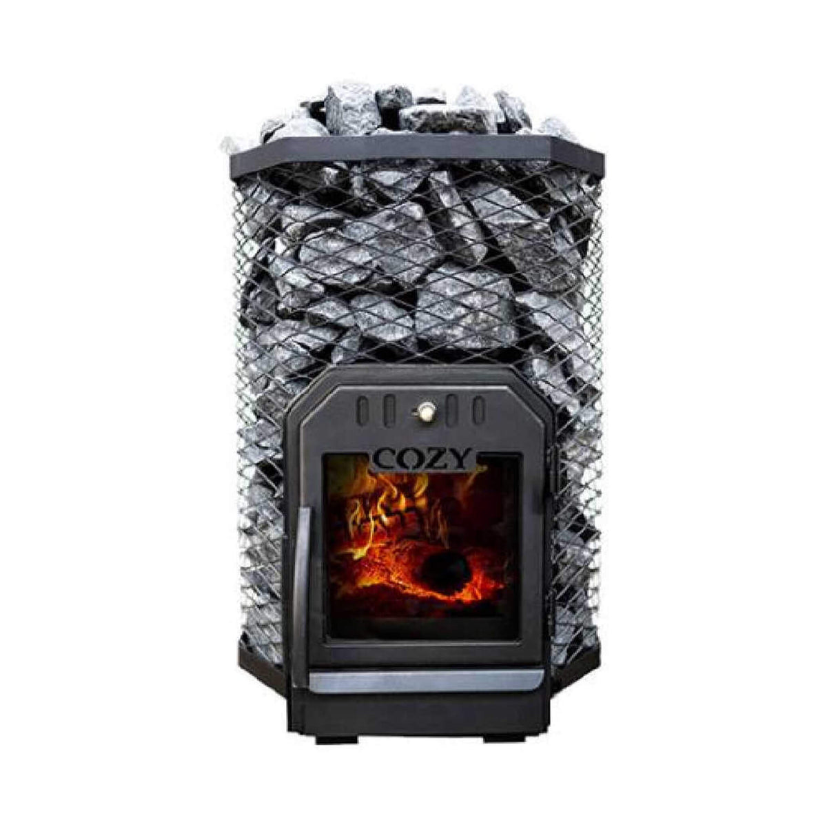 Cozy Heat Floor-Mount Wood-Burning Sauna Stove with Chimney Kit and Stones