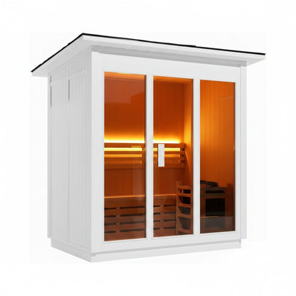 Custom 4-Person Luxury Canadian Hemlock Outdoor Steam Sauna With Heater And Stones [Made-To-Order] (SAK79406)