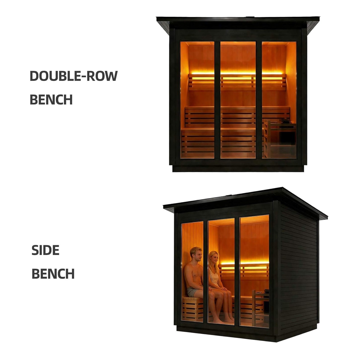 Custom 6-Person Luxury Canadian Red Cedar Outdoor Steam Sauna With Heater And Stones [Made-To-Order] (SAK78615)